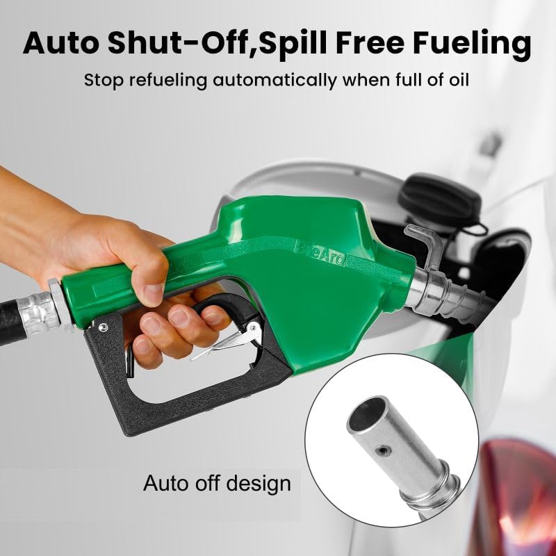 BreAro 3/4" NPT Automatic Fuel Nozzle with Hook, Gas Pump Handle Fuel Nozzle with 3-speed Padlock (9-16 GPM) for Gasoline, Diesel, Biodiesel up to B20, E15 & Kerosene - Image 2